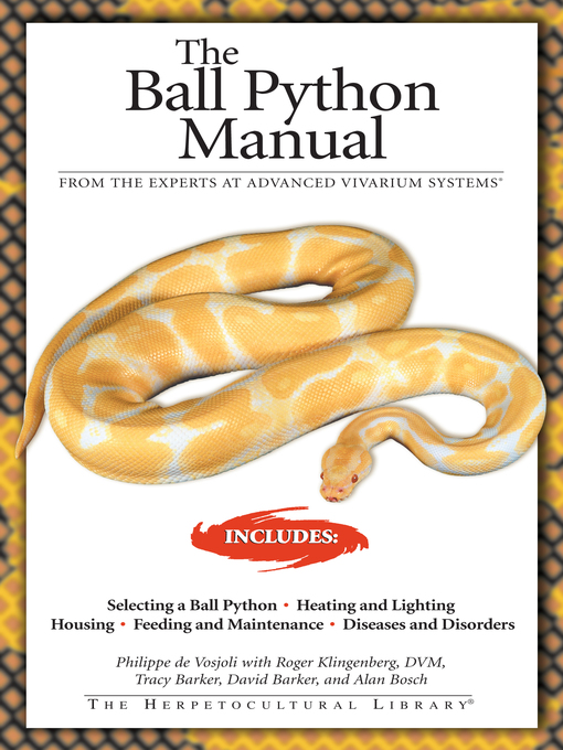 Title details for The Ball Python Manual by Philippe De Vosjoli - Available